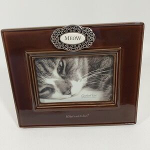 Grasslands Road Meow WHAT'S‎ NOT TO LOVE? Brown Ceramic Glaze Cat Photo Frame